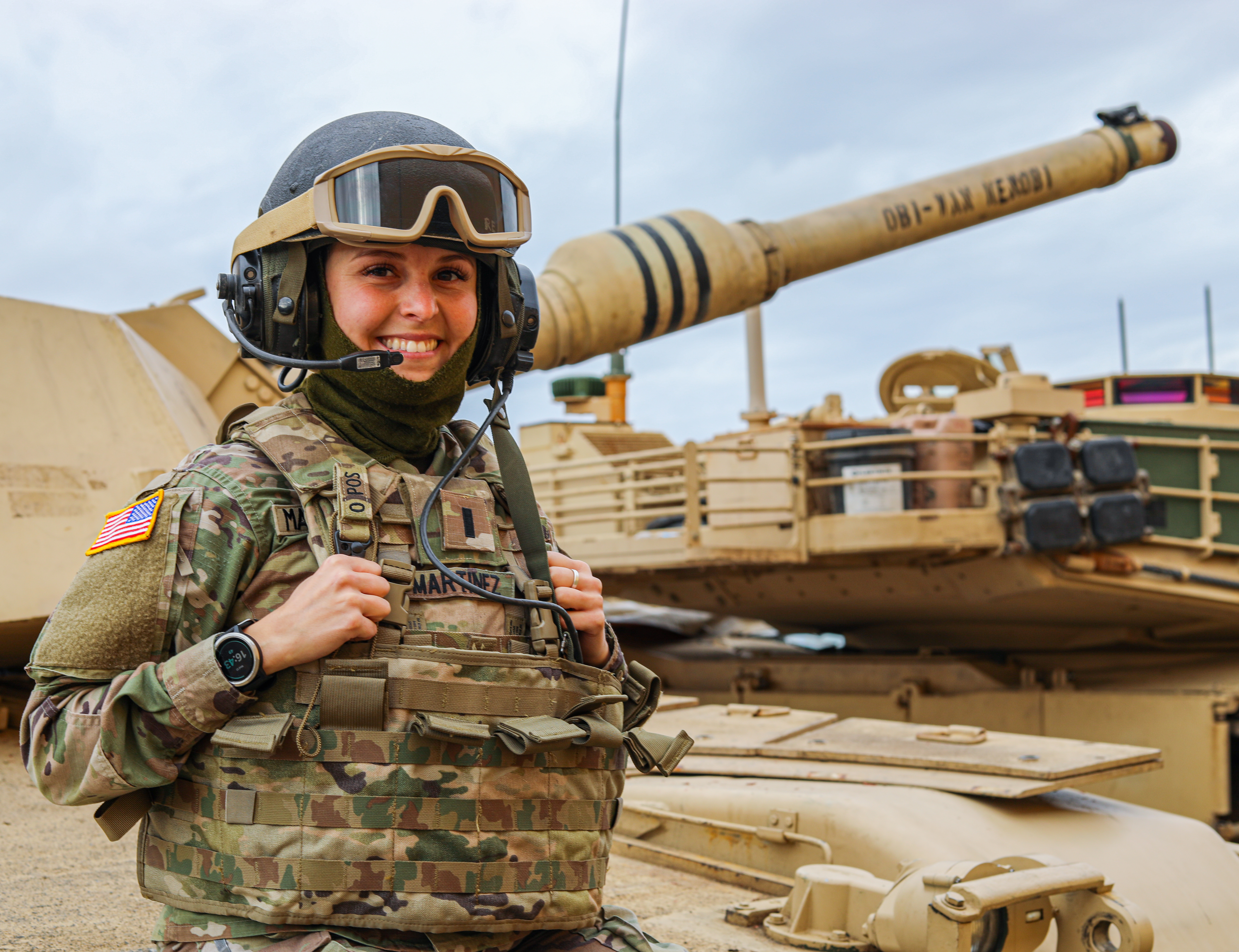 Solider stands near tanks