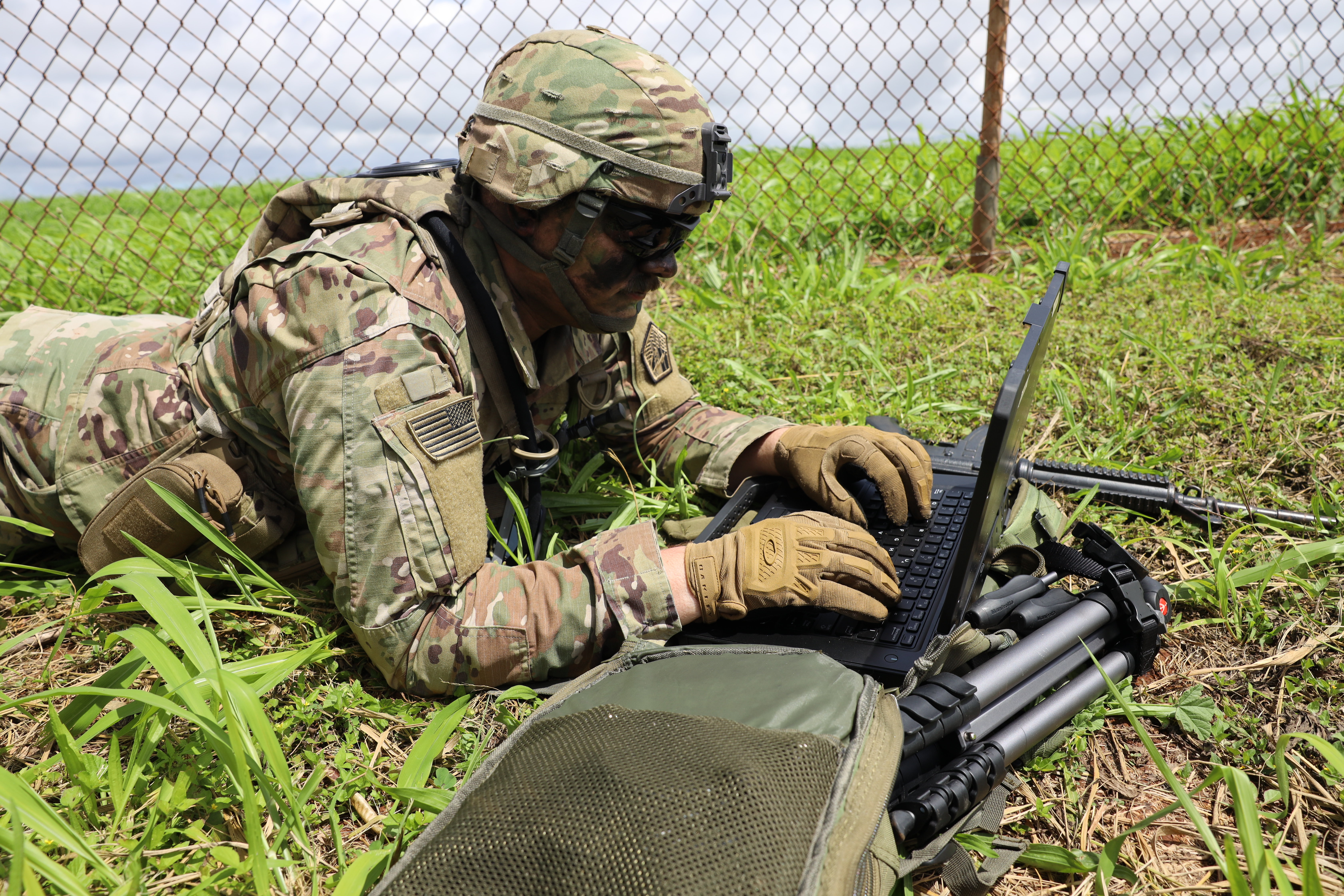 Solider on laptop
